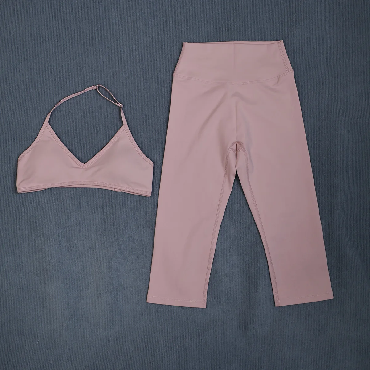 Ctenkevet Damen-Sommer-Sportset, 2-teilig, ärmellos, Sport-BH, Capri-Leggings, 3/4, zweiteiliger Fitness-Yoga-Laufanzug, Outdoor, weiblich – Detail 19