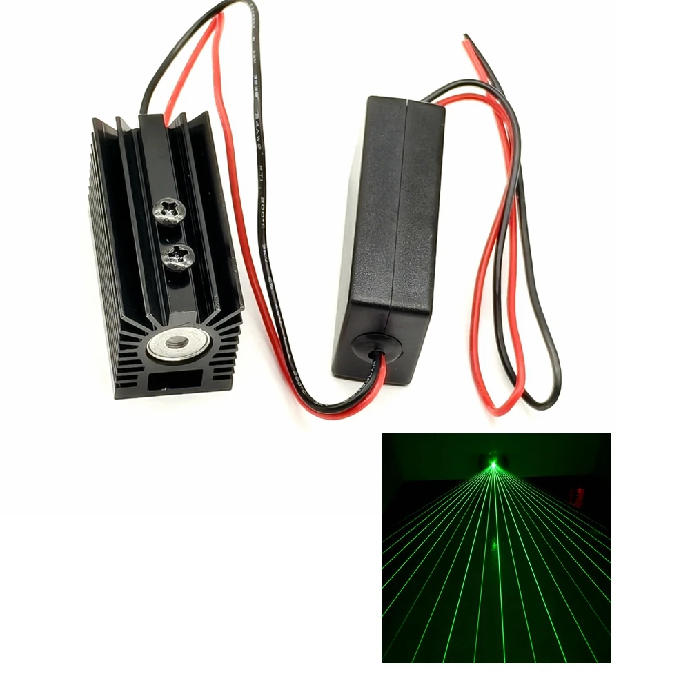 532nm 50mw 扇形緑色光レーザー ダイオード モジュール、ヒートシンク付き DC12V