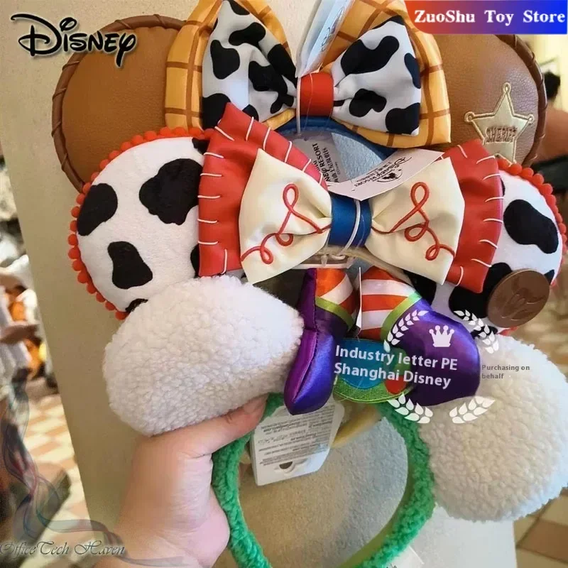 

Original Disney Toy Story Headbands Cartoon Buzz Lightyear Woody Jessie Plush Bow Mickey Ears Disneyland Headband Xmas Gifts