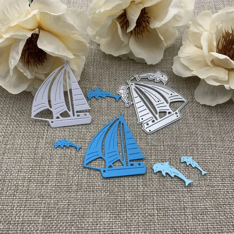 Sailboat dolphin Metal Cutting Dies For DIY Scrapbooking Decorative Embossing Handcraft Die Cutting Template Mold