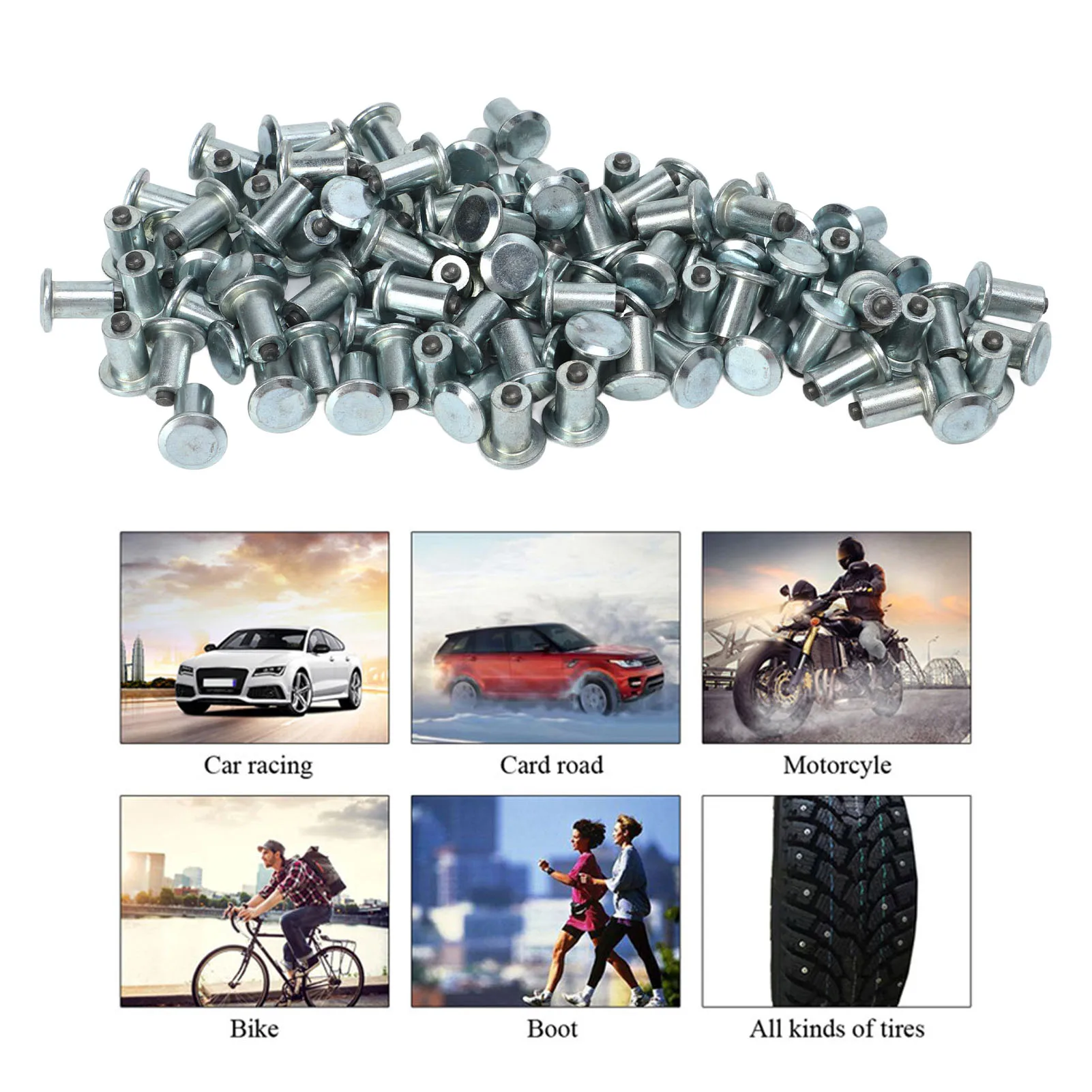 100PCS Truck Tire Studs Universal Carbon Steel Aluminum Carbide Truck Tires Spikes for Off Road Vehicle Forklift