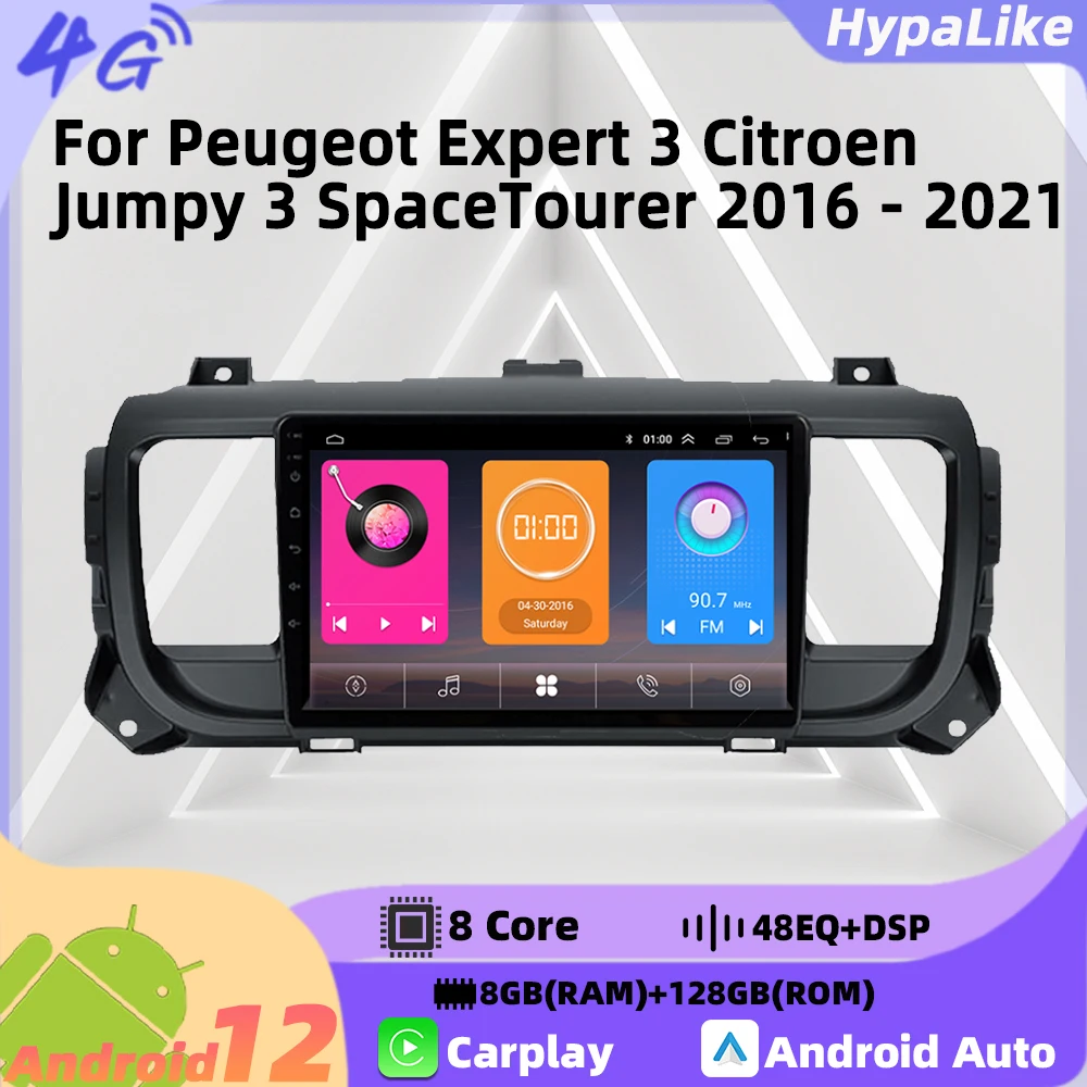 2 Din Car Radio For Peugeot Expert 3 Citroen Jumpy 3 SpaceTourer 2016 - 2021 wireless CarPlay Android Auto Car Multimedia Player