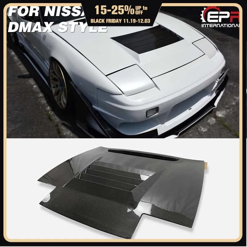 

Car Accessories For Nissan 180SX S13 Dmax Style Carbon Fiber Hood Glossy Finish Bonnet Cover DM Tuning Vented Body Kit Trim Part