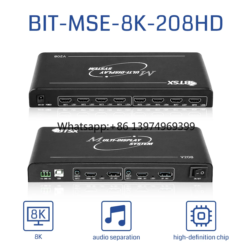 High Performance 8K60Hz Industrial Multi Screen Expander Lossless Pixel Mapping LCD Video Wall Controller for Creative Showroom