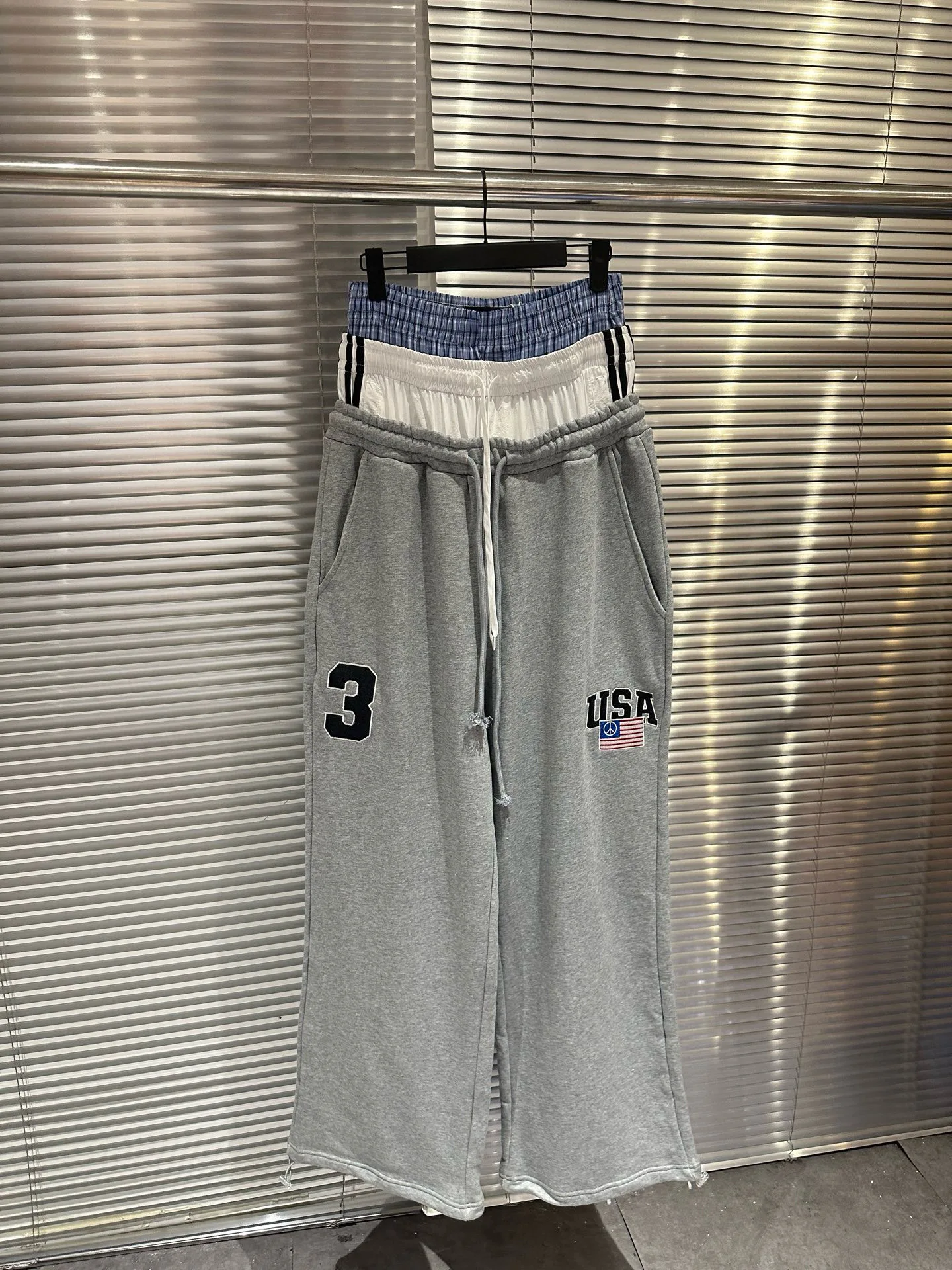 أحدث مشروع GRAILZ المخصص الإبداعي G/R متداخل برباط مطرز علم مرقع بنطال رياضي واسع الساق