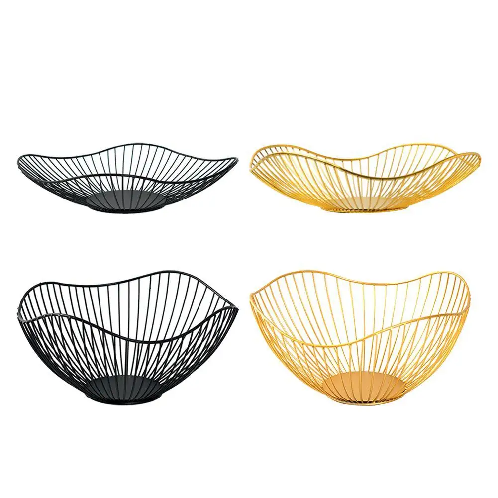 Metal Wire Fruit Bowl Exquisite Iron Arts Fruit Storage Baskets For Kitchen Counter Vegetables Bread Snacks Plate Decorative