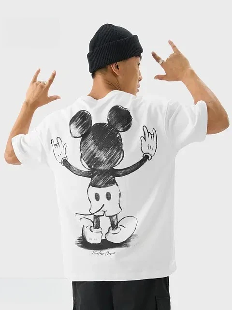 

Летняя футболка с принтом персонажей мультфильма «Дисней Микки Маус» для мальчиков и девочек, милое повседневное семейное платье для родителей и детей, топ с короткими рукавами