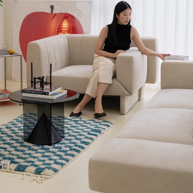 

180 degree sofa fabric leather designer single chaise longue small apartment living room bedroom