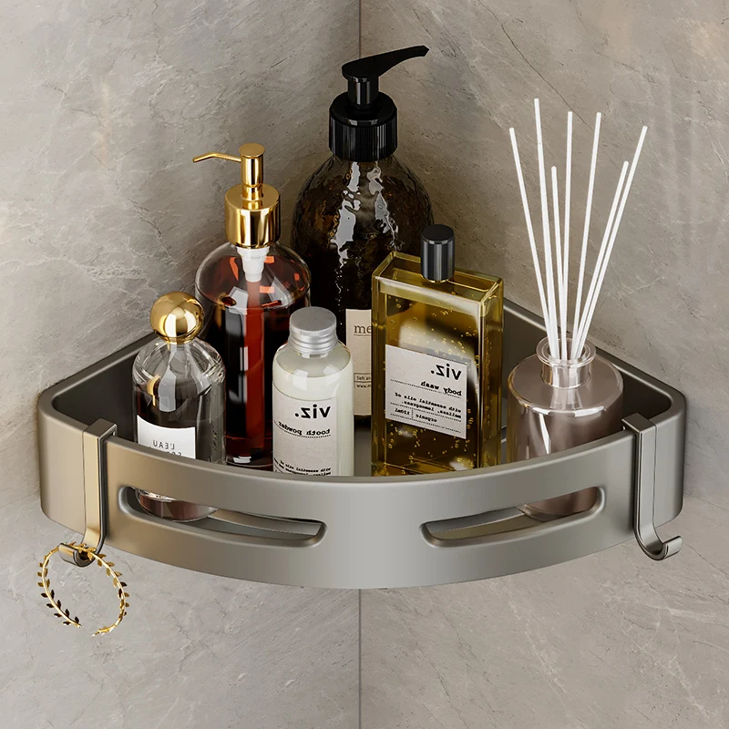 Bathroom Shelf Corner Space Aluminum Bathroom Triangle Basket Shower Room Storage Rack Wall Mounted