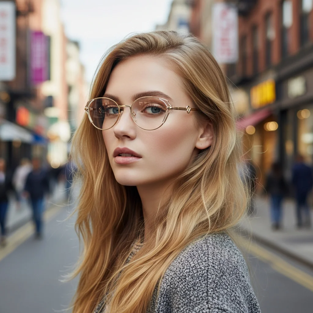 

Narrow Frame, Oval Design, Frameless Style, Retro Yet Cool Style, With Anti-blue Light Protection Function - Car Glasses2541