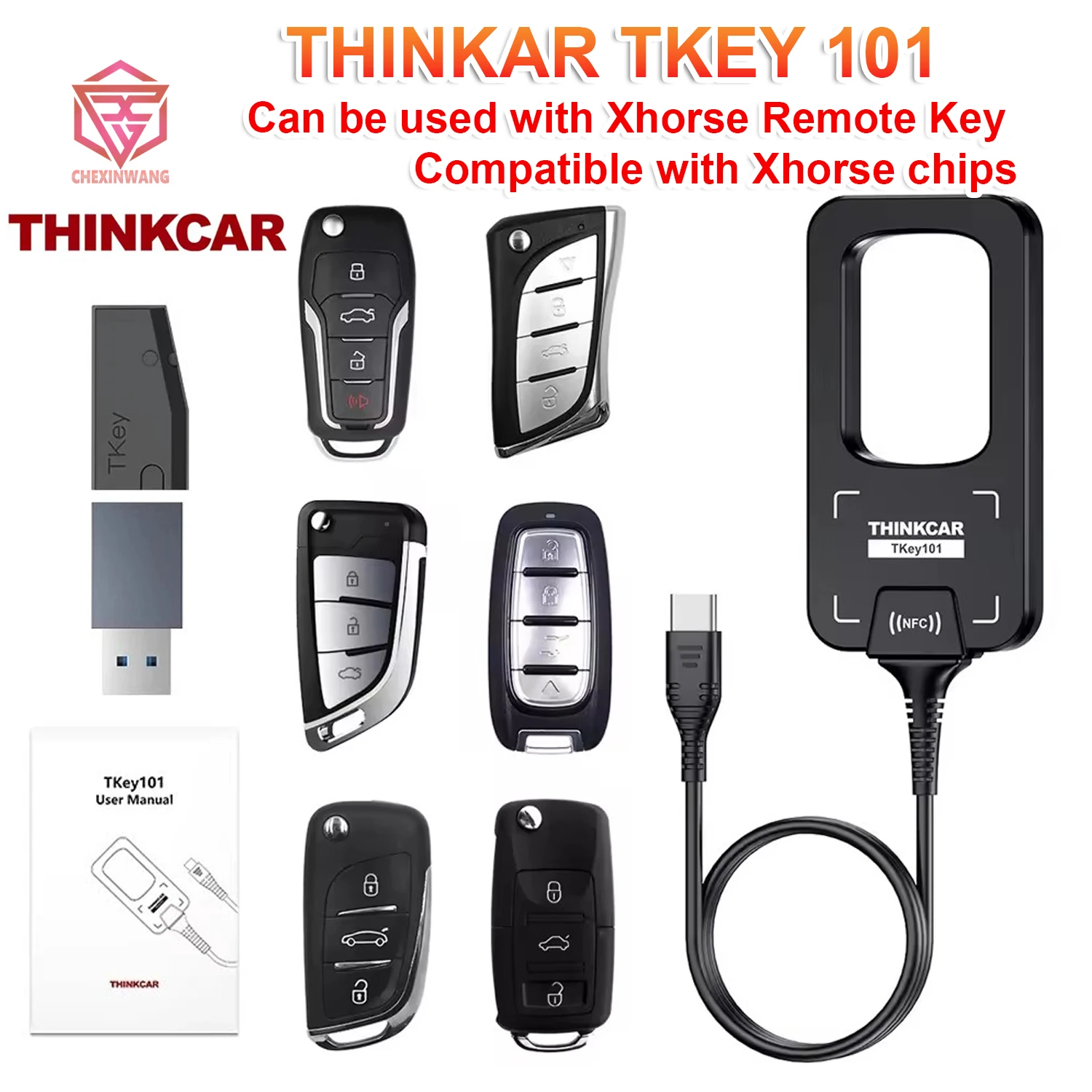 THINKCAR TKey 101 Key Programmer TKey101 Universal Smart Key Programmer with 6 Unit Remote Keys Support  THINKCAR PROG 8000+ Car