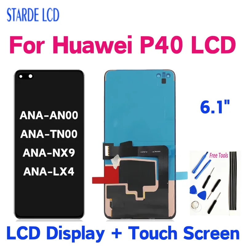 

6.1" AMOLED For Huawei P40 LCD Display Touch Screen Digitizer For Huawei p40 ANA-AN00 ANA-TN00 ANA-NX9 ANA-LX4 Replacement Part