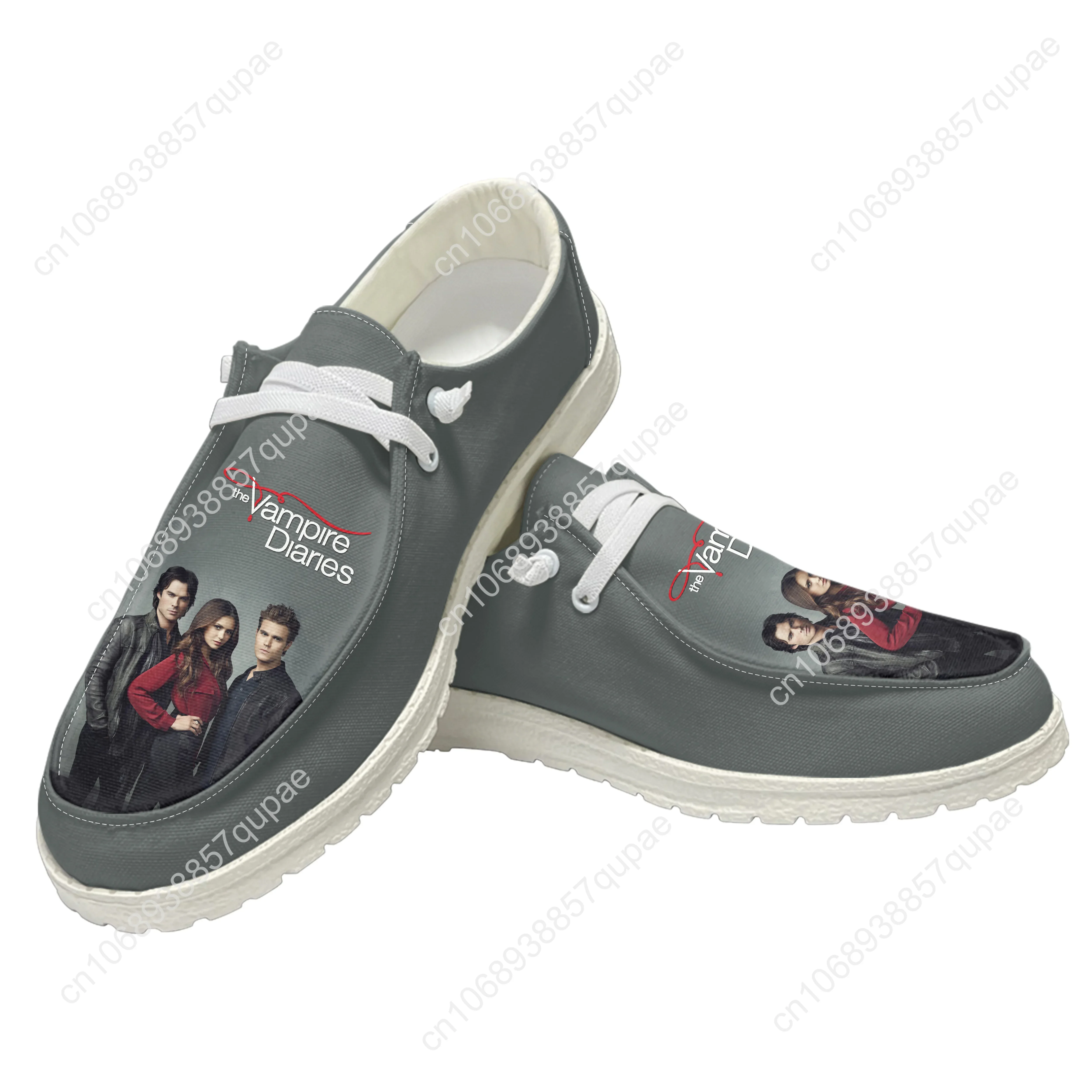 The Vampire Diaries Casual Shoes Damon Salvatore Mens Womans Flat Shoe Breathable Lightweight Footwear Couple Custom Made Shoe