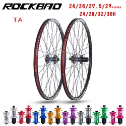 ROCKBAO 산악 자전거 휠셋, MTB 알루미늄 합금, 4 베어링 디스크 브레이크, 7-12 단 스루 액슬 자전거 휠, 24 인치, 26/27 인치, 5/29 인치