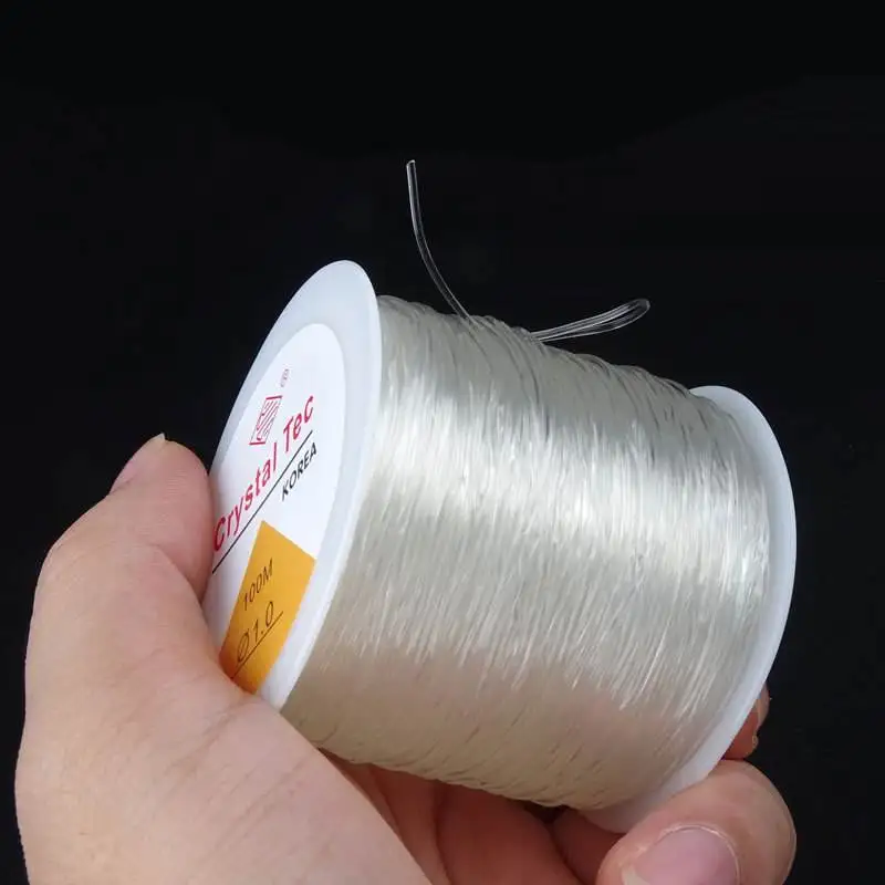 Forte Elastic Cristal Beading Thread, Cabo para Fazer Jóias, Colar Pulseira, DIY Beads String, Espessura Stretchable, 0.5-1mm, 100m