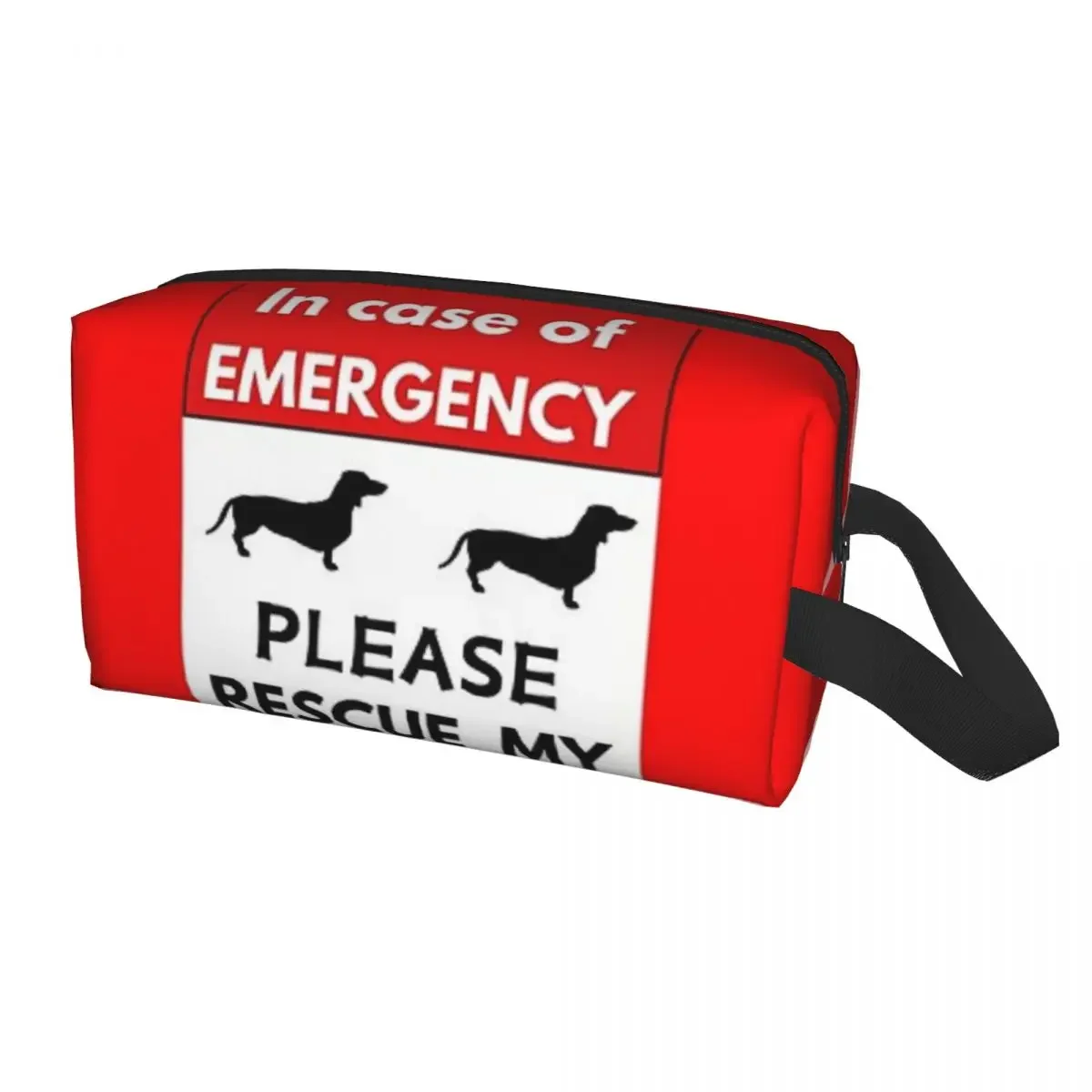 In Case Of Emergency...Rescue My Two Dogs Makeup Bag for Women Travel Cosmetic Organizer Storage Toiletry Bags