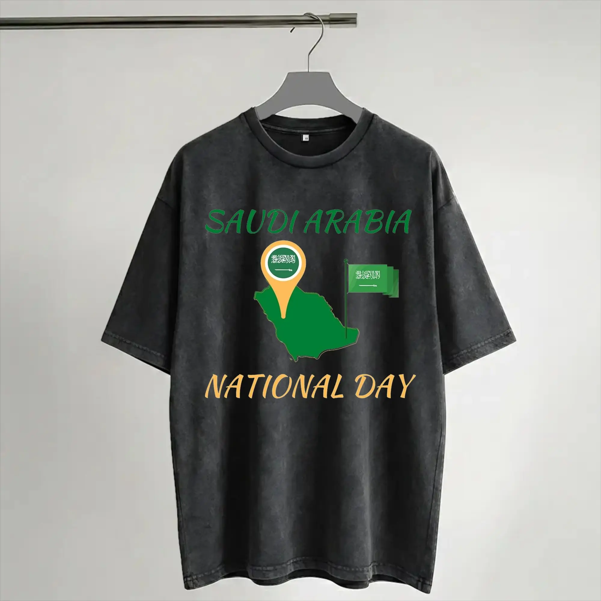 Saudi National Day 23 September 1932 T Shirts Hip Hop Washed Short Sleeve Harajuku T-Shirt  Casual for Men Women Streetwear