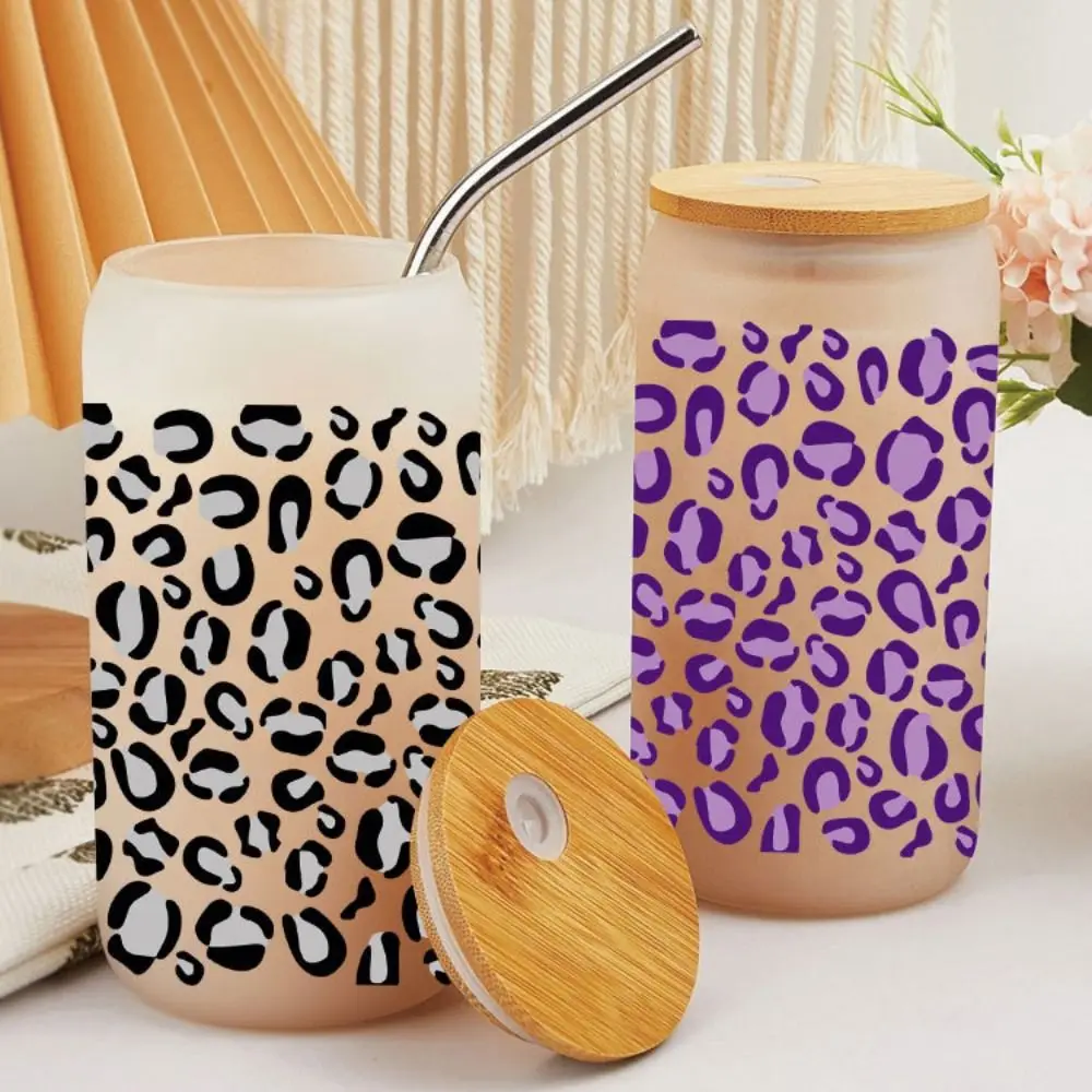 Leopard Print UV DTF Transfer Sticker Waterproof High-temperature Resistant Cup Wraps Iron on DIY Decals Transfer Cup Stickers