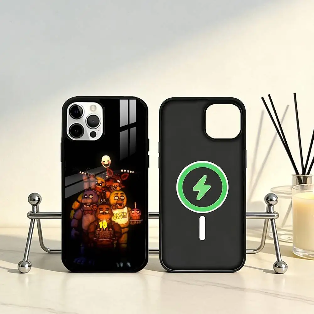 حافظة هاتف F-Freddys F-Fnaf لخمس N-Nights لهاتف iPhone17,16,15,14,13,12,11 Plus، Pro Max Magnetic للشحن اللاسلكي Magsafe #3