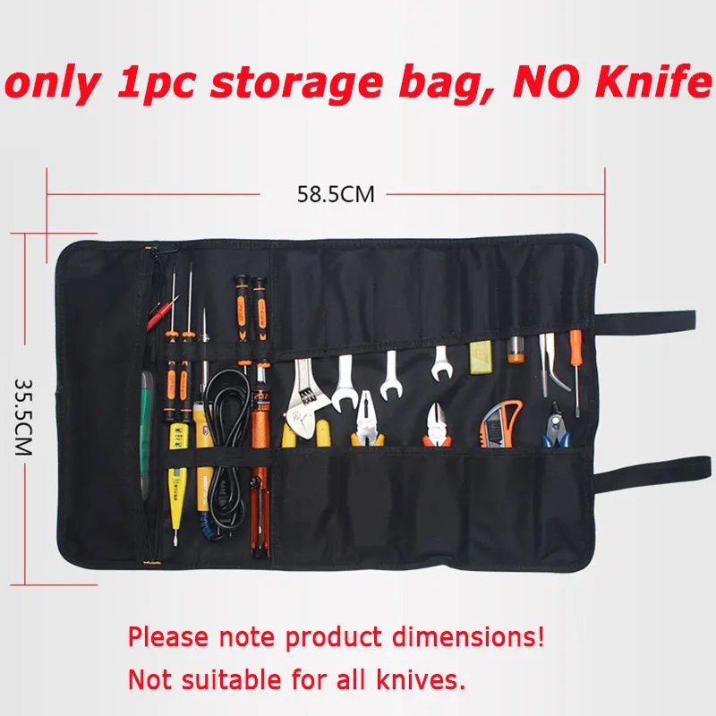 Chef Knife Roll Bag Carry Case Kitchen Cooking Portable Durable Oxford Storage Pockets Kitchen Cutting Tool Organizer(Empty Bag)