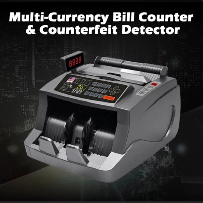 Automatic Multi-Currency Banknote Counter Cash Counting Machine Counterfeit Bill Detector for Various Countries Money UV MG IR