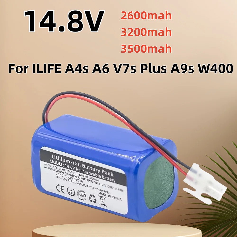 Lithium Battery M26-4S1P 14.4V Rechargeable For ILIFE A4s A6 V7s Plus A9s W400 Robot Vacuum Cleaner INR18650 2600/3200/3500mah