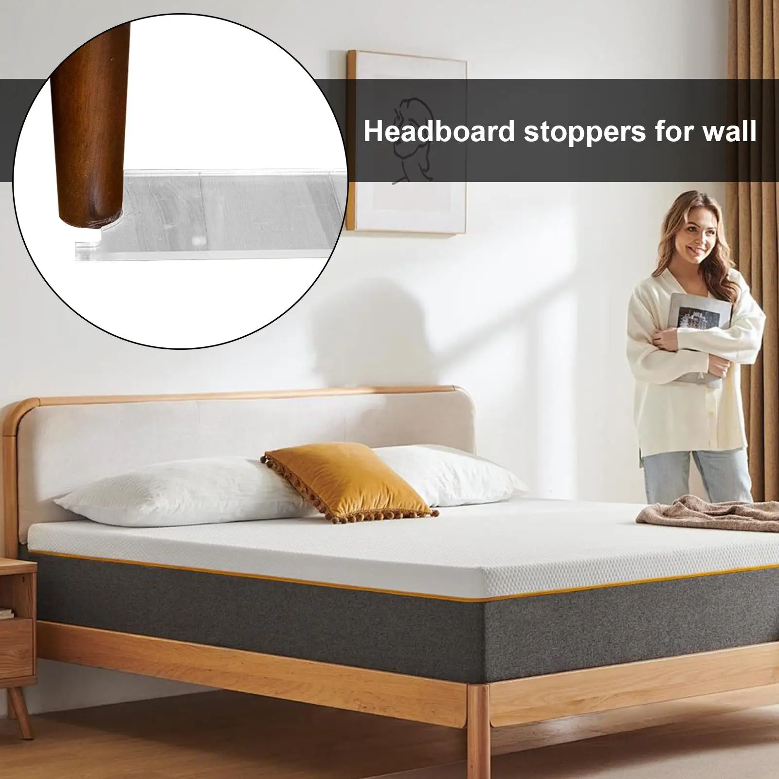 Bed Stoppers General Wall Spacer Non-Slip Acrylic Furniture Stoppers For Hardwood Floor Bedroom Living Room Dining Bed Wall