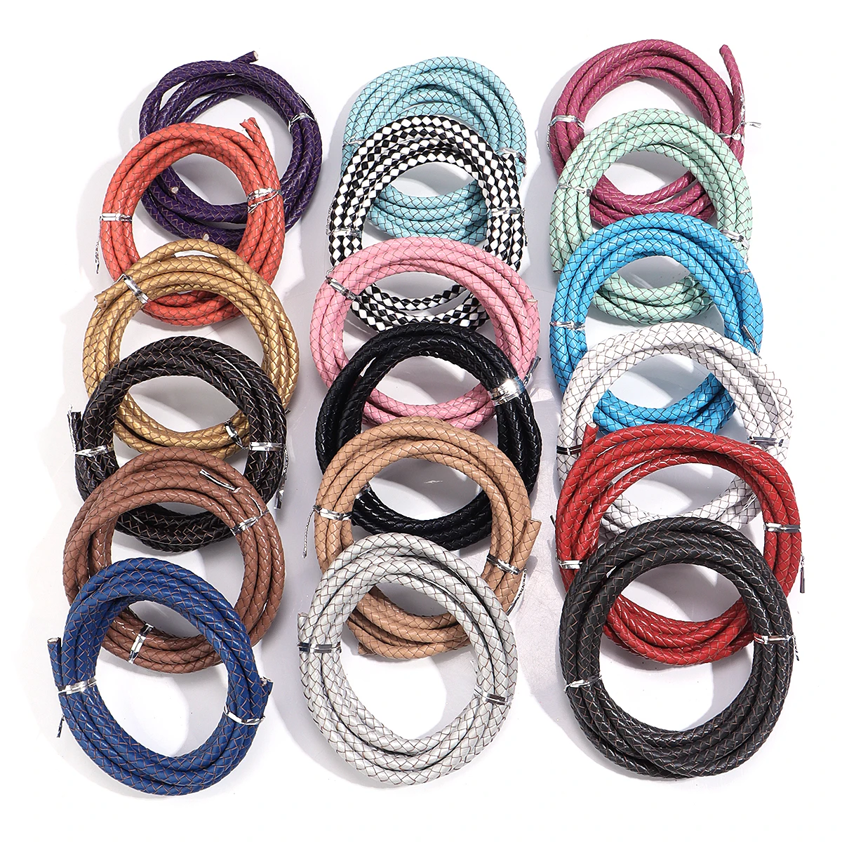 Louleur High Quality Genuine Braided Leather Cord for Leather Bracelet Making Round Leather Thread Rope Necklace Jewelry Making