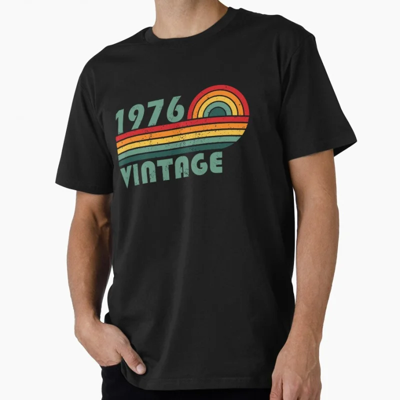 

Vintage Born in 1976 50th Birthday Gift T Shirt for men 100% cotton print 50 years Of Being Awesome clothes All size S-6XL Tops