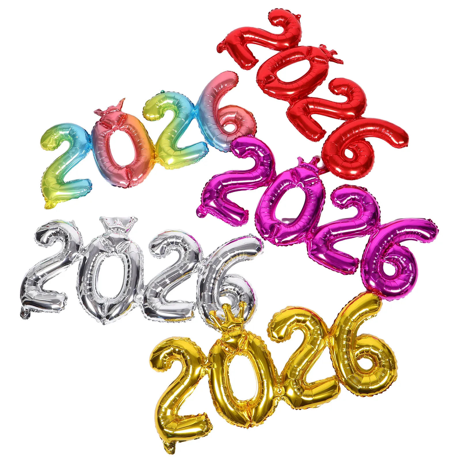 

5Pcs 2026 Jumbo Foil Balloons Silver Gold Numeric Balloons New Year Photo Booth Props Nye Party Decorations Festive Holiday