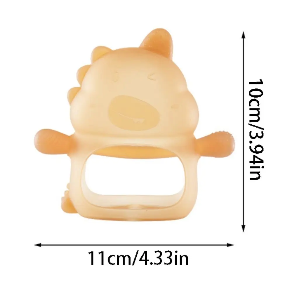 Mordedor de dinosaurio suave para bebé, juguetes para la dentición, anticaída, anticomer, para calmar las encías, fácil agarre, 3 uds.