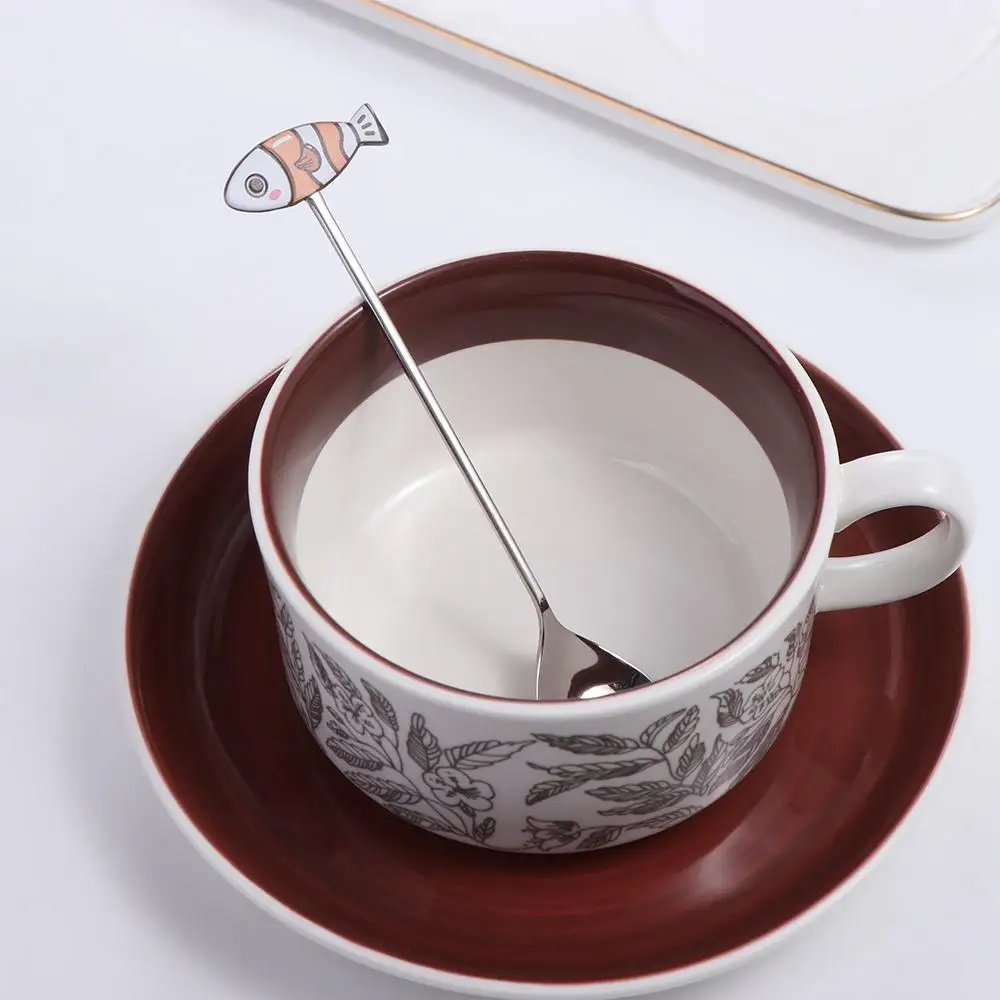 Scoop Polished Cat Fish Stainless Steel Spoon Colorful Japanese Korean Style Teaspoon Stirring Spoon Dessert Spoon Dessert