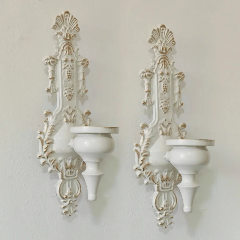 1/2 Stück Retro-Relief-Kerzenhalter zum Aufhängen an der Wand, Kunstwerke aus Eisen, klassischer Dekoartikel für Zuhause und Hochzeit
