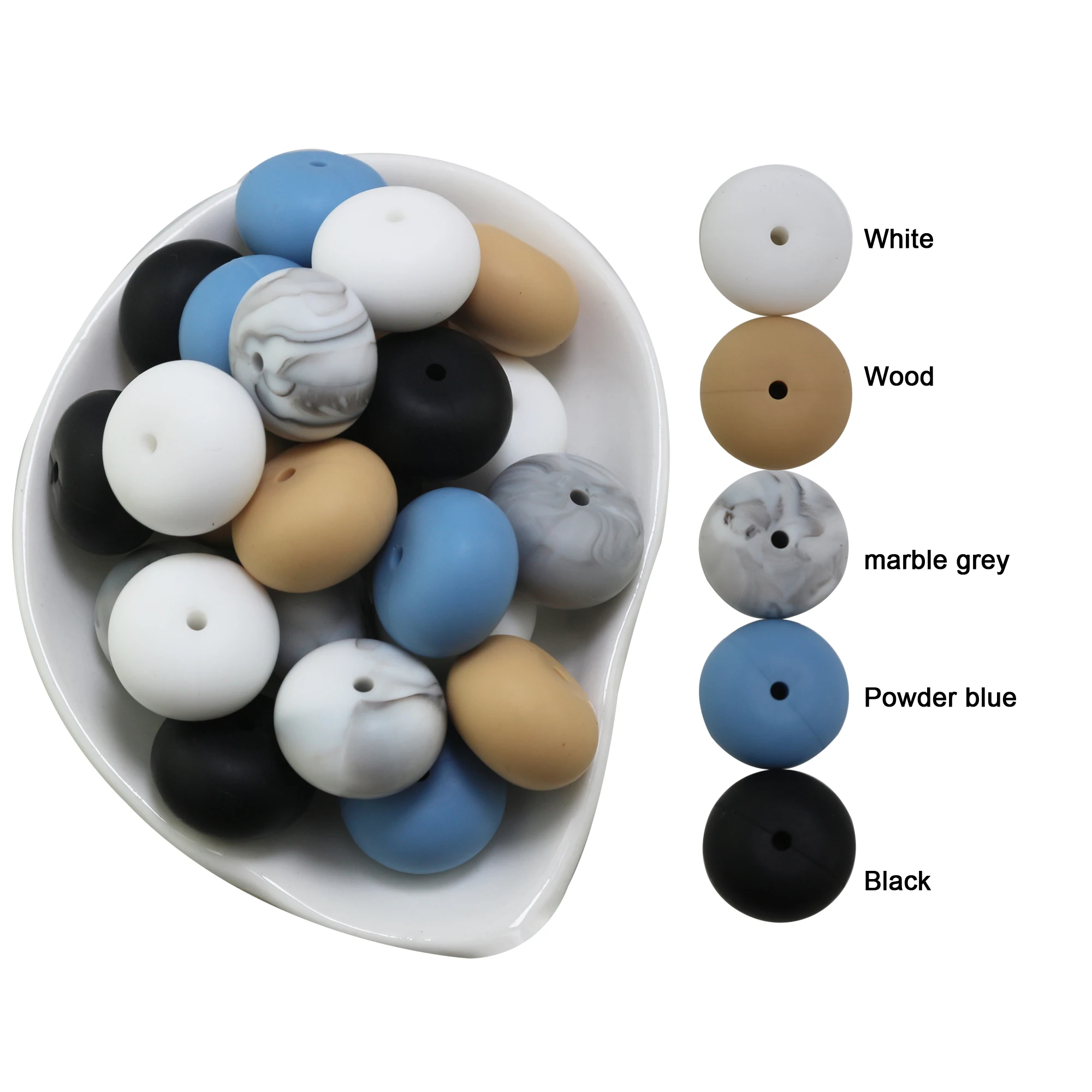 10pcs 20mm Abacus Silicone Beads Teether Baby Teething Necklace Soft BPA Free Food Grade Chew Pacifier Chain