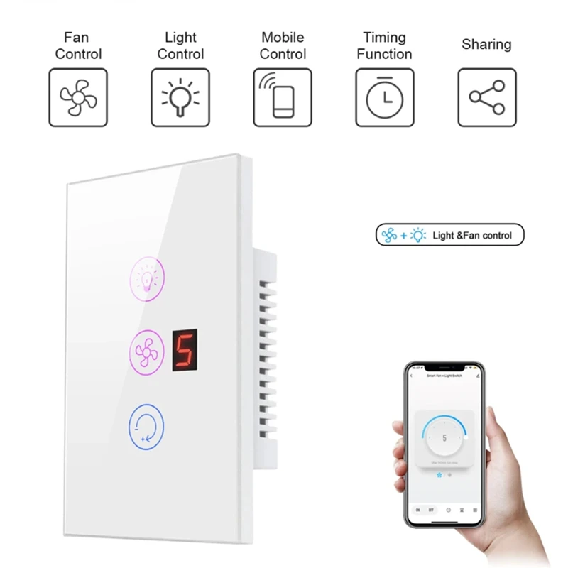 Tuya Smart Wifi Fan Light Boiler Switch Standard Water Heater Touch 3 In 1 Switch Smart For Alexa Google Home