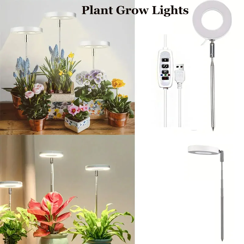 retratil led plant grow light angel ring suculento flor hidroponia lampada com temporizador para plantas de interior 01