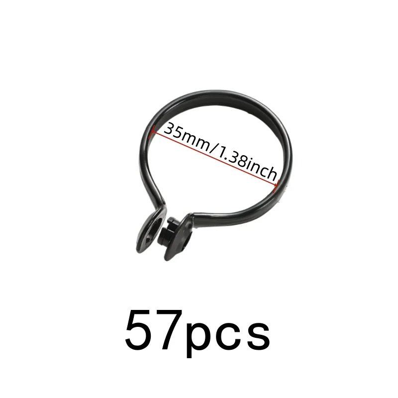 57 pcs 35mm Split Ring Drapery Hooks No Rod Removal, designed for Bathroom Sheer Curtain, Easy Open Close Design, Black