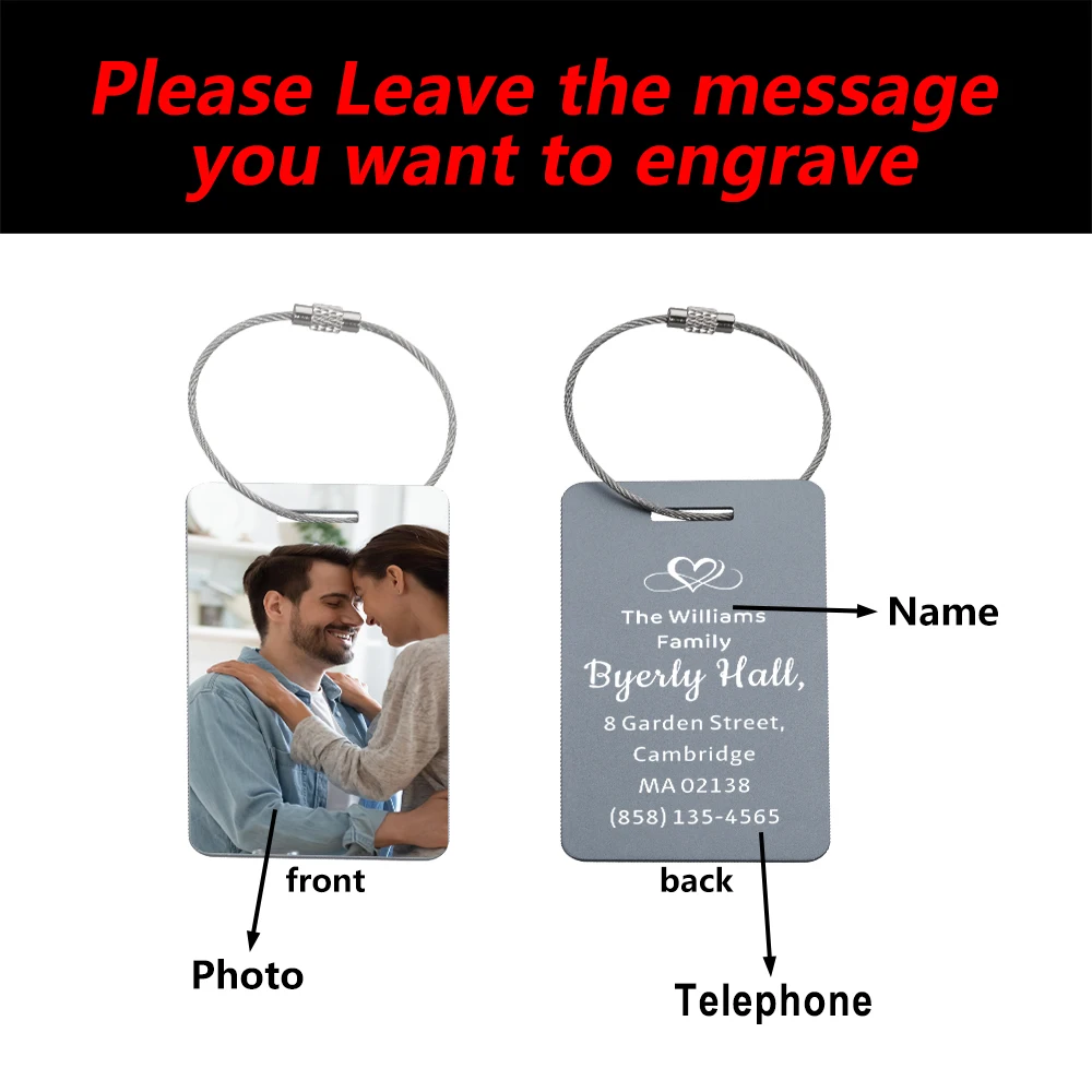 Personalized Travel Luggage Tags Custom Baggage Photo Name Address Tags Suitcase Address Label Holder Luggage Travel Accessories