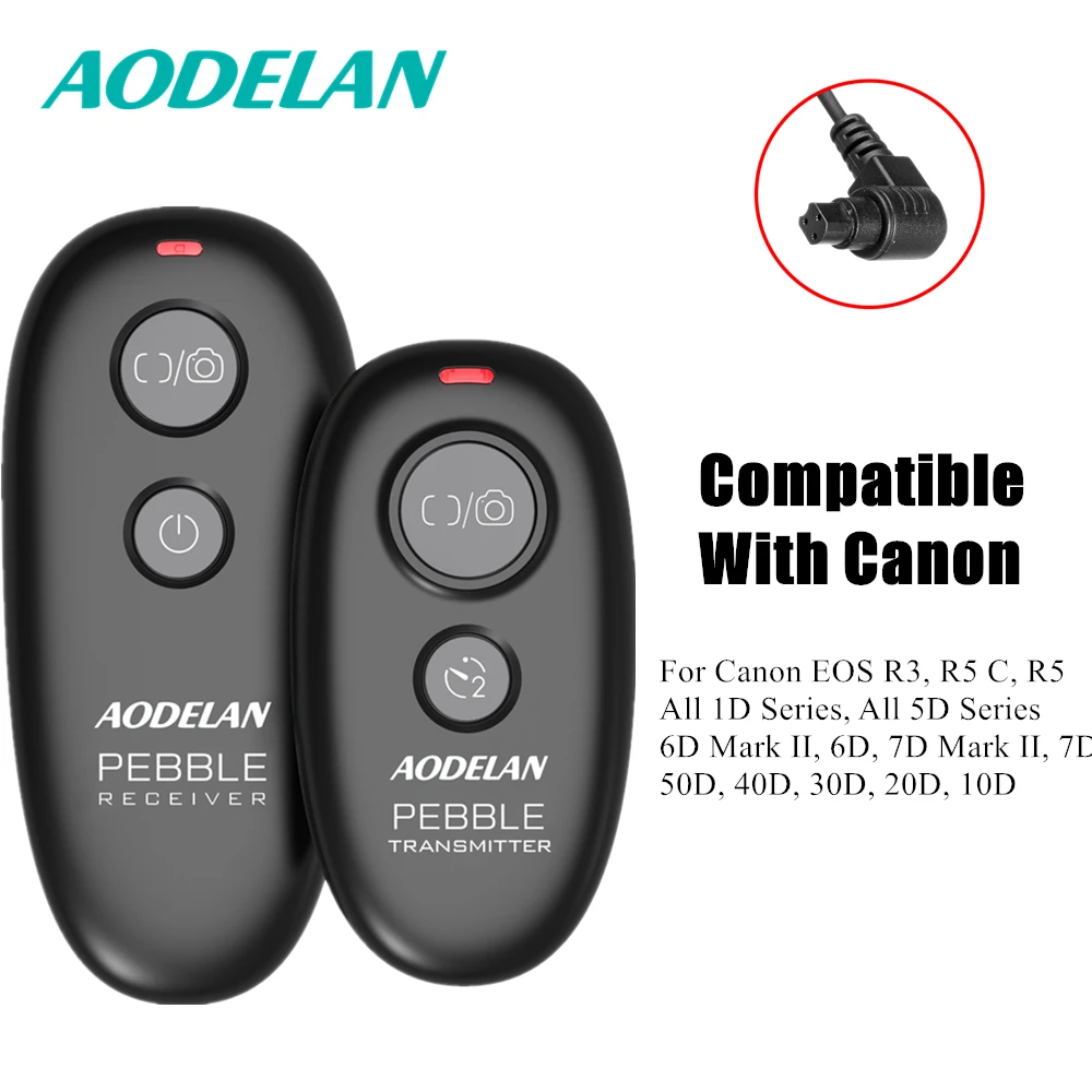 

AODELAN Wireless Camera Shutter Release Remote Control For Canon EOS R3, R5C, R5, 1DX III, 6DII,6D,7DII,50D,40D,30D,20D,10D