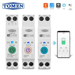 TOB9 63A 1P+N WIFI Smart Switch Energy Meter kWh Metering Monitoring Timer Relay MCB TUYA Smartlife Voltage Current Protection