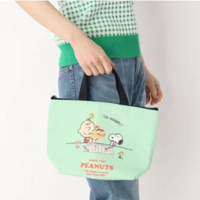 Snoopy Thermal Lunch Bag Waterproof Insulation Cartoon Handbag Cute Student Women Creative Folding Picnic Food Bento Tote Bags