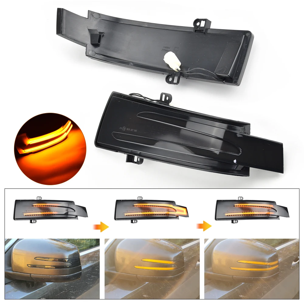 

2x LED Side Wing Scroll Dynamic Turn Signal Light Repeater Indicator Lamp For Mercedes Benz W164 W251 W166 W463 X166 ML300 ML350