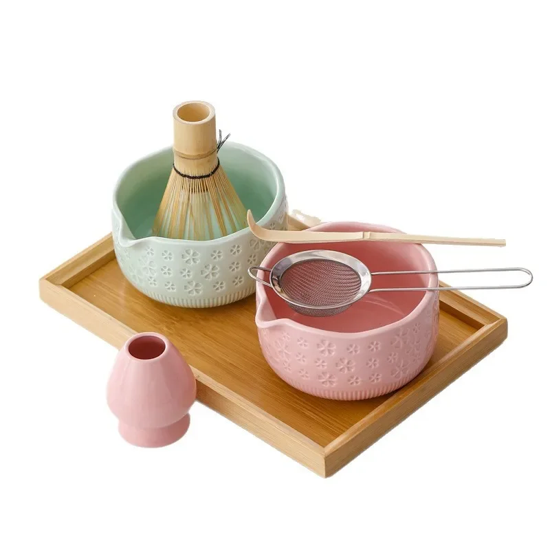 

Green Ceramic Matcha Bowl Matcha Tool Set Gift Box Matcha Brush Tea
