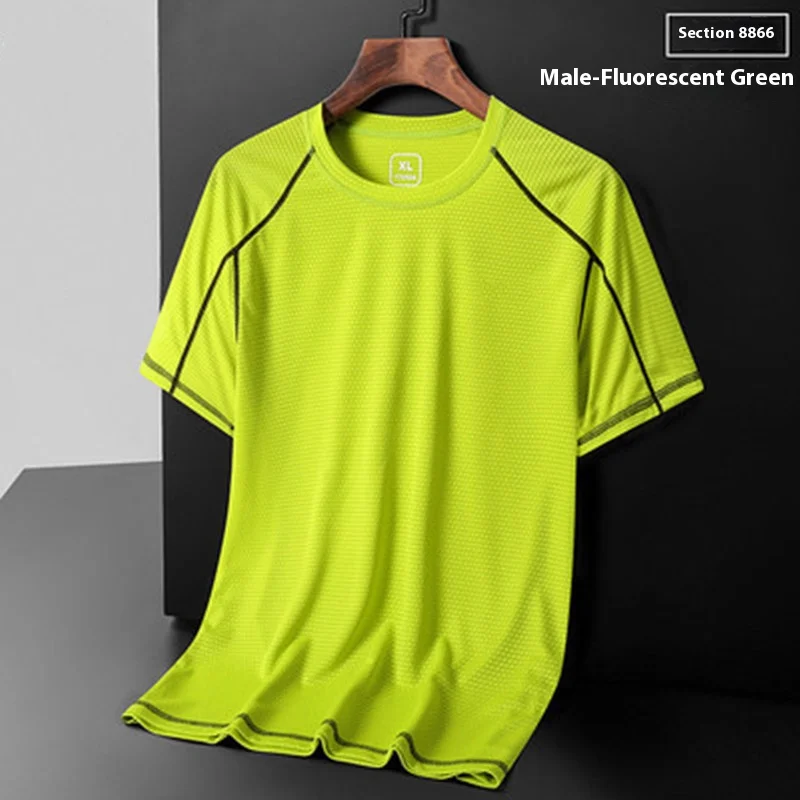 Short-Sleeved T-Shirt Men Summer Quick-Drying Short-Sleeved Mesh Sports Casual Women Short-Sleeved T-Shirt Large Size Leisure