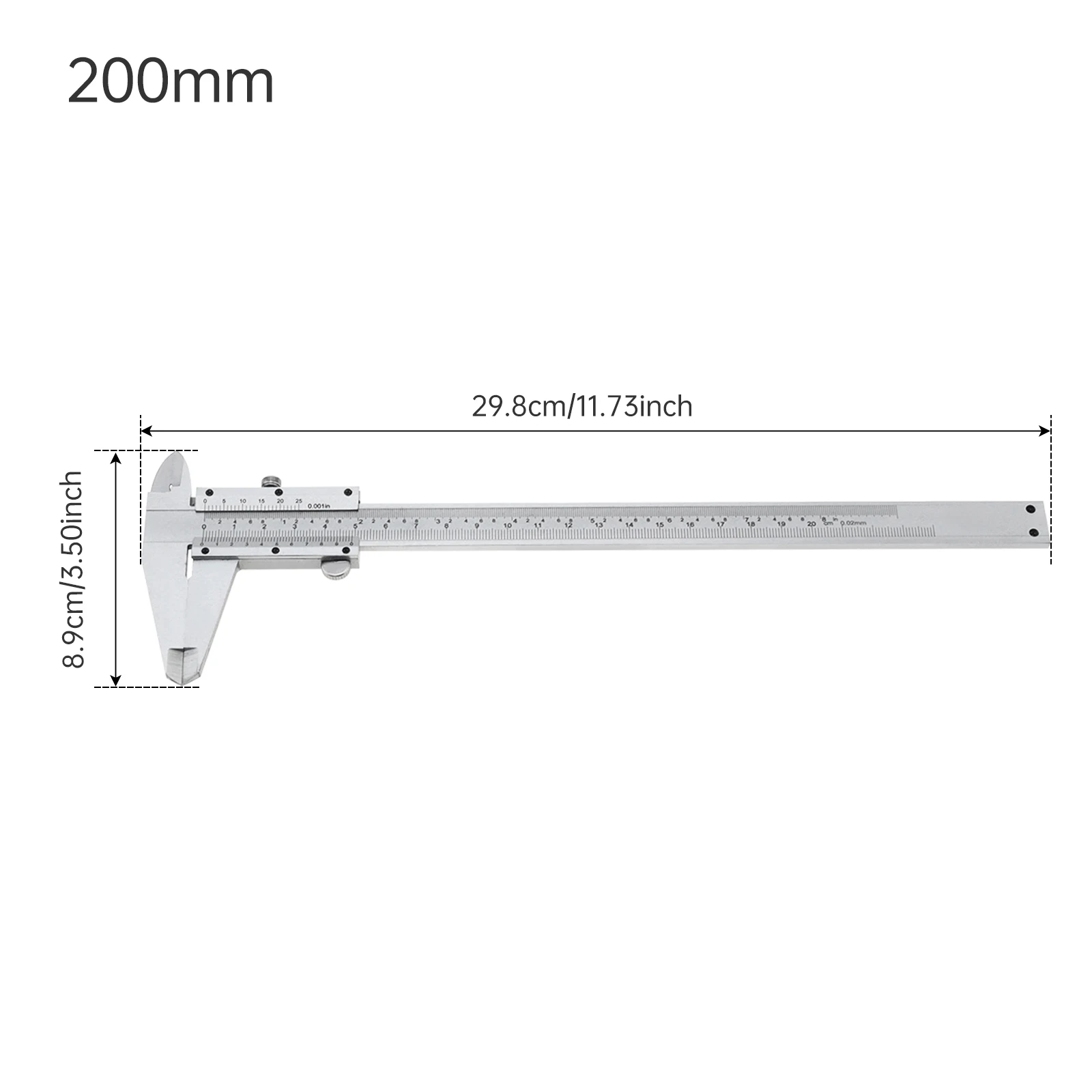 0–150 mm/200 mm/300 mm 0–6 Zoll/8 Zoll/12 Zoll metrischer und imperialer Doppelskala-Messschieber aus Kohlenstoffstahl, 3 Größen optional – Detail 19
