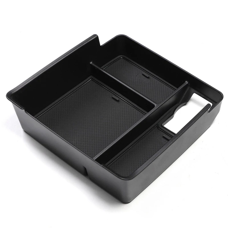 Caja de almacenamiento para reposabrazos de consola central de coche, bandeja organizadora apta para Nissan Frontier 2023 2022, multifuncional con alfombrilla antideslizante, color negro