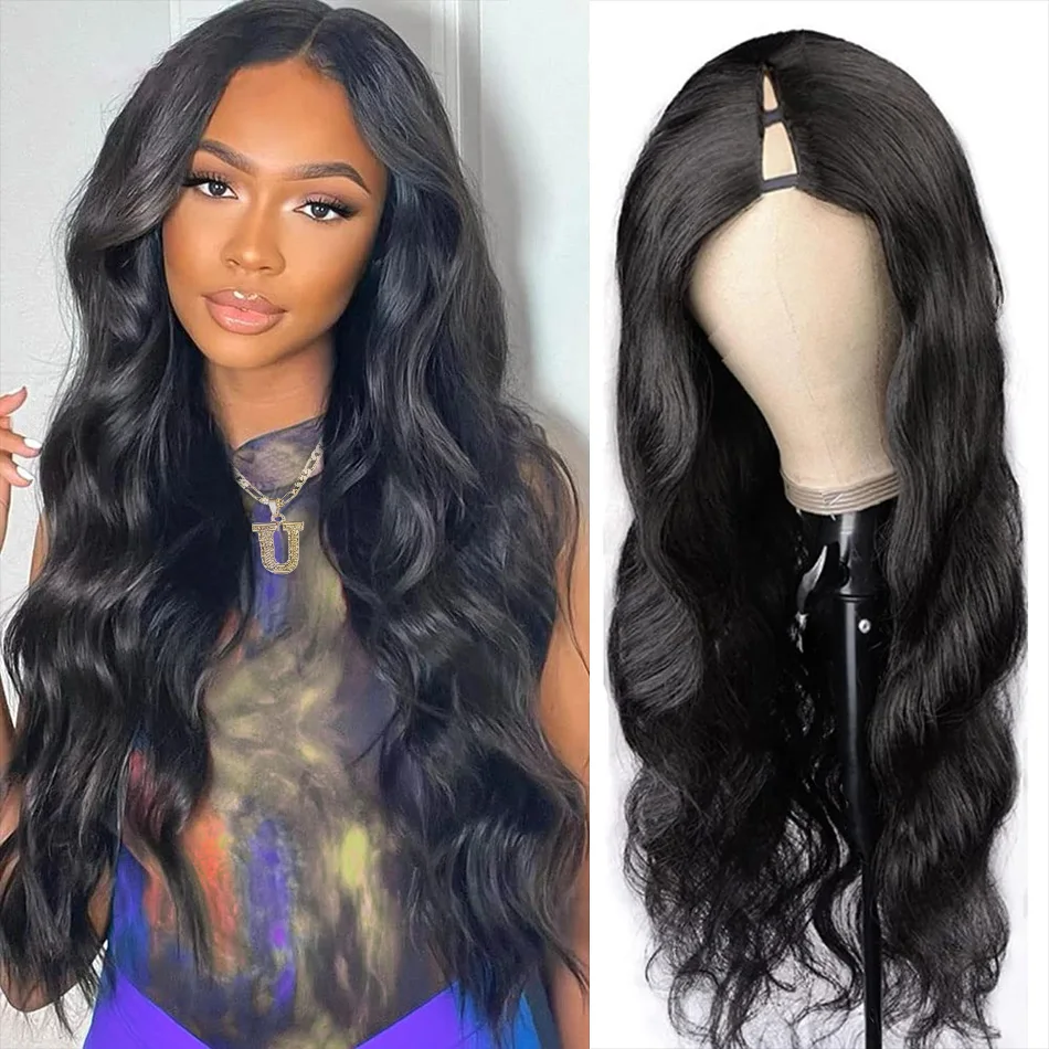 

V Part Wig Human Hair Glueless Body Wave Brazilian Human Hair Wigs For Women No Leave Out No Sew In 220 Density Natural 30 Inch