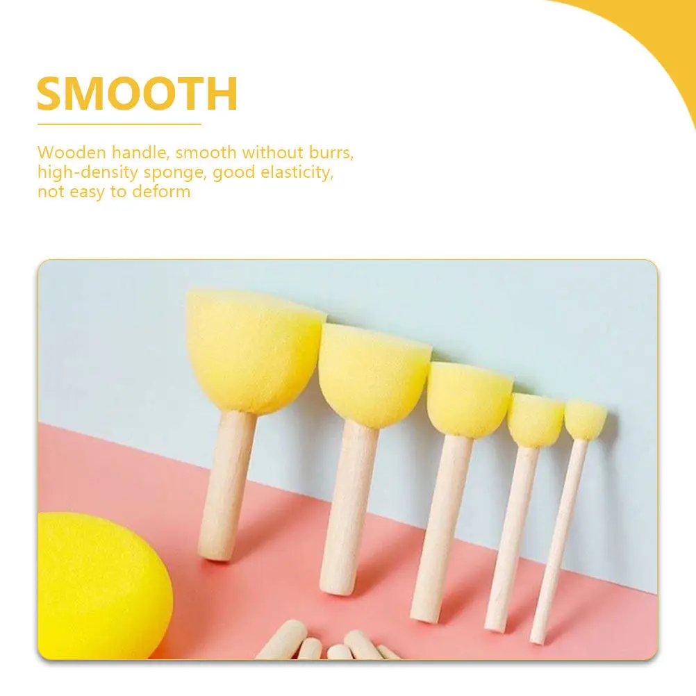 5Sets Painting Sponge Stamps Kids DIY Craft Tools Educational Sponge Brushes Preschool Kindergarten Beginners Art Supplies