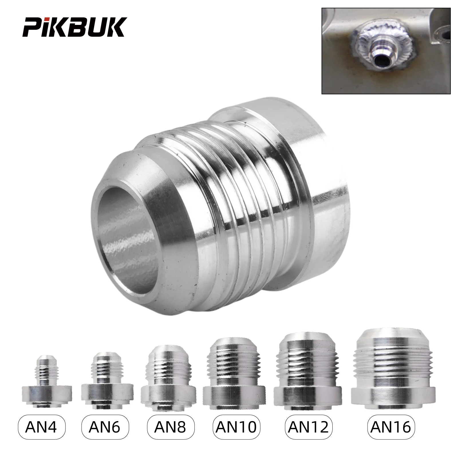 1PCS AN6 AN8 AN10 AN12 AN16 Male Billet Aluminum Straight Male Weld Fitting Adapter Weld Bung Nitrous Hose Fitting