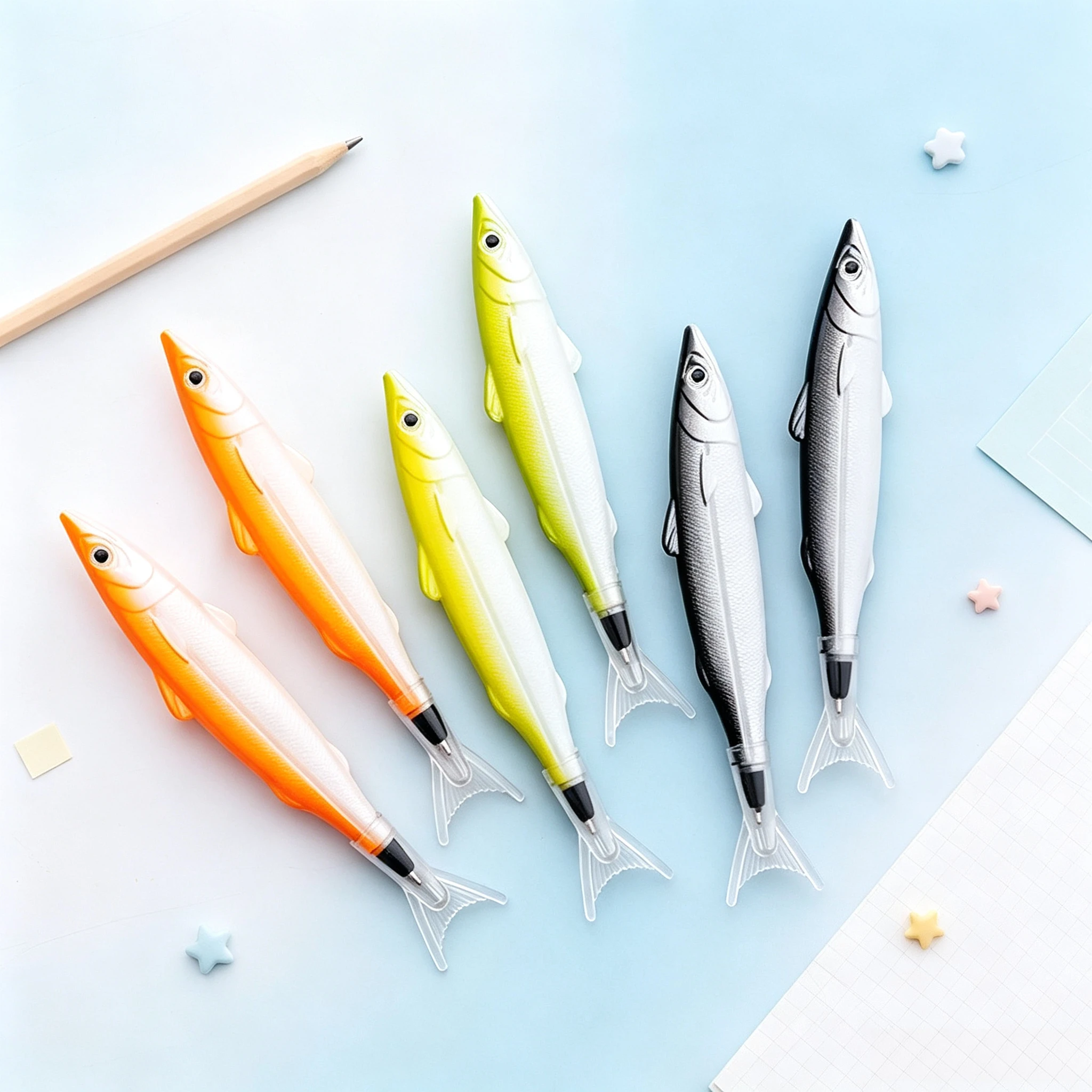 1/6pcs Creative Simulation Fish Shaped Ballpoint Pen, Cute Novelty Animal Fish Model Writing Pen Student Stationery
